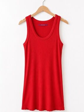 Athleta Red Ribbed Tank Mini Dress